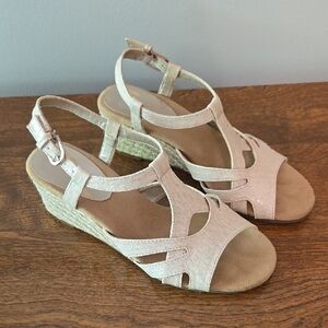 Women's Cream Wedge Sandals